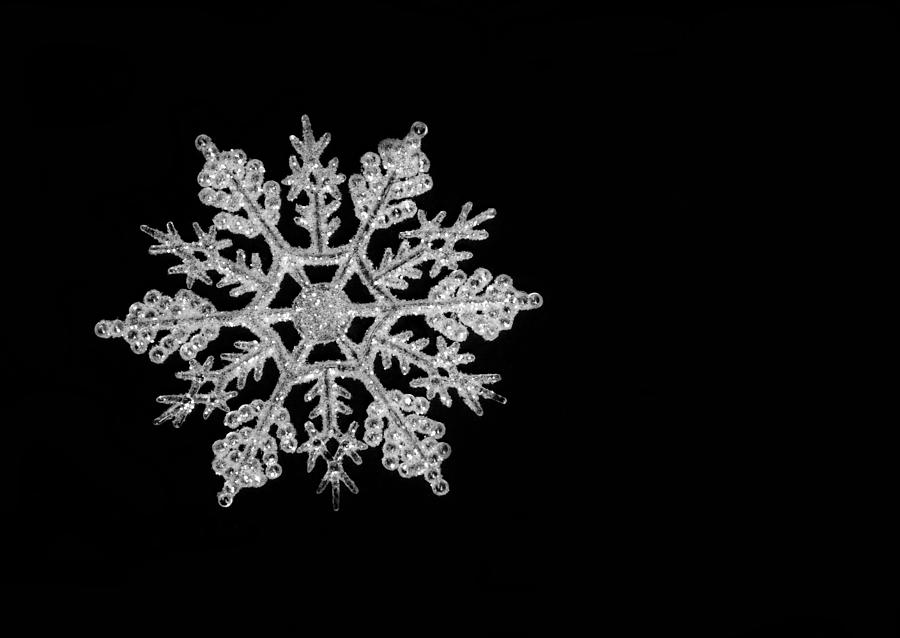 Icy snowflake on a black background Photograph by D4Fish