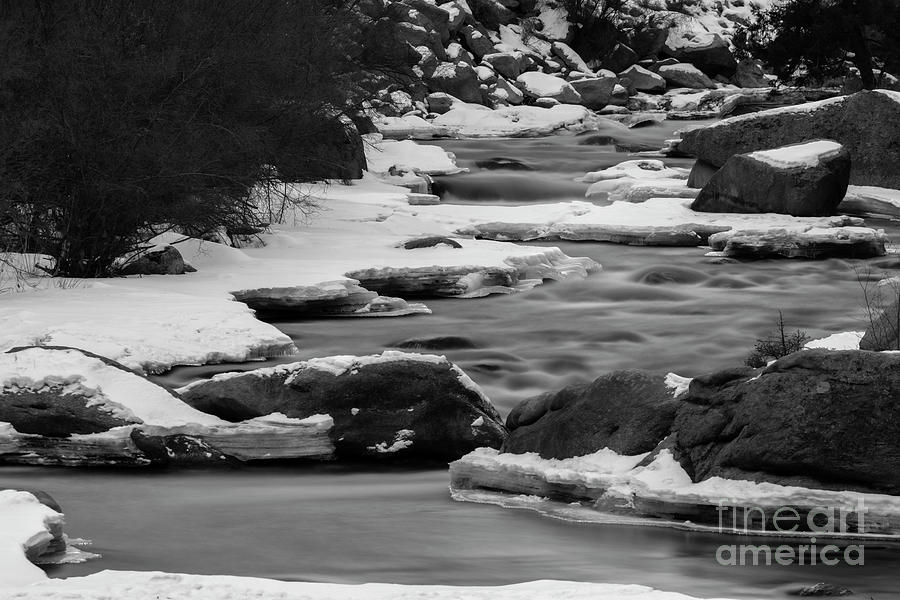 Icy South Platte River Monochrome Photograph by Steven Krull