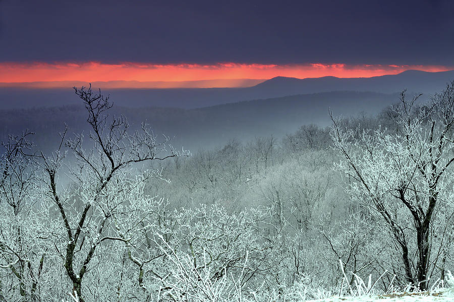Icy Sunset - Queen Wilhelmina State Park Photograph by William Rainey
