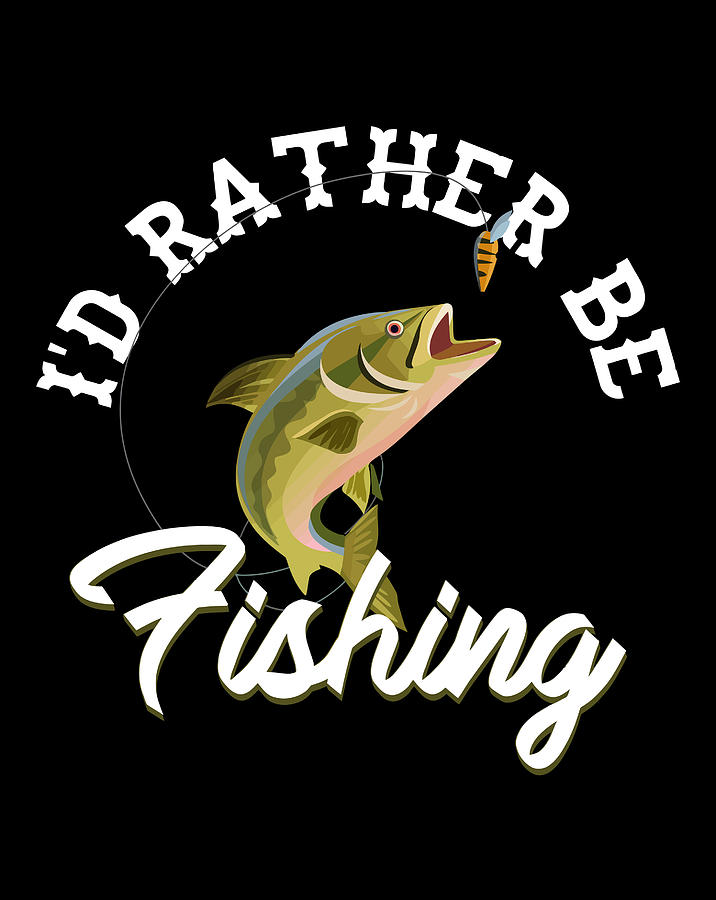 I'D Rather Be Fishing Shirt Funny Fisherman Long Sleeve Gift Digital ...