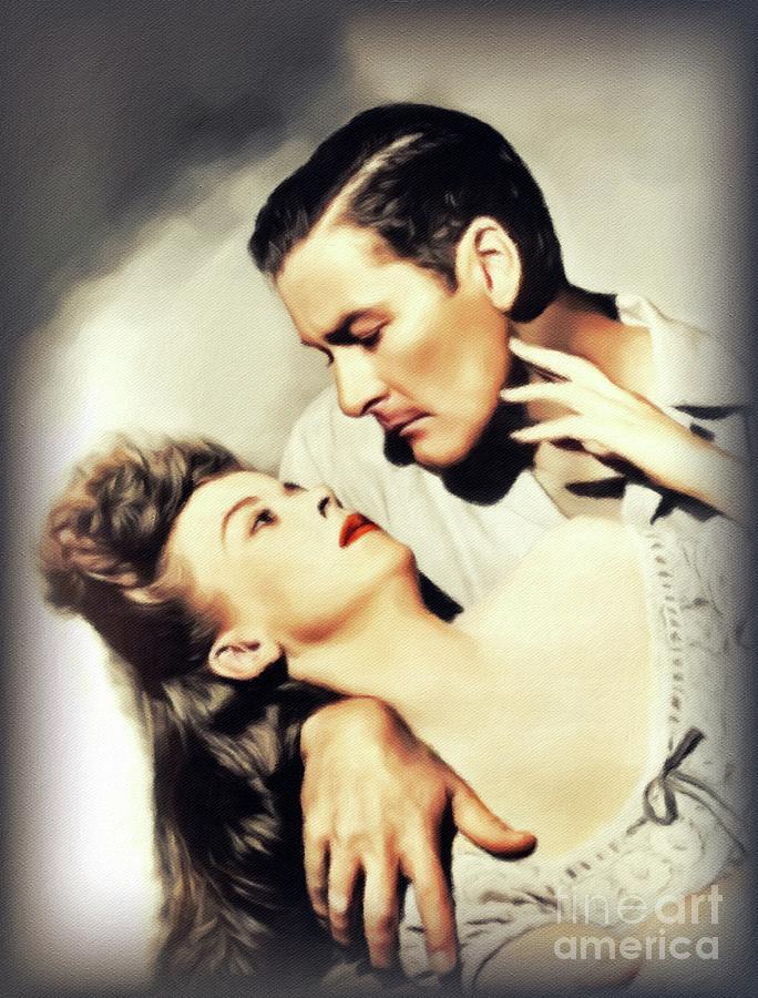 Ida Lupino and Errol Flynn, Movie Legends Painting by Esoterica Art Agency