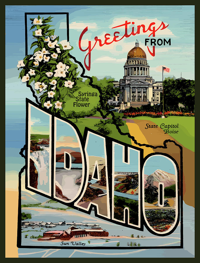 Boise Digital Art - Idaho Letters with Collage by Long Shot
