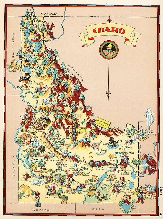 Idaho - Map Digital Art by Owl Gallery - Fine Art America