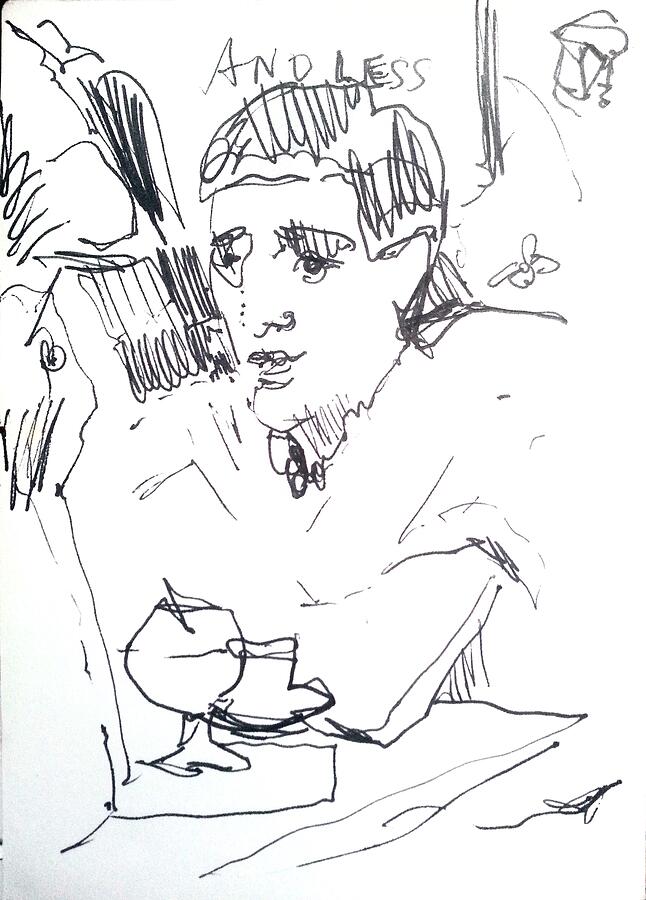 Ideas, Homme Avec Verre Drawing by Sarah Spector Ideas, Homme Avec Verre Drawing by Sarah Spector