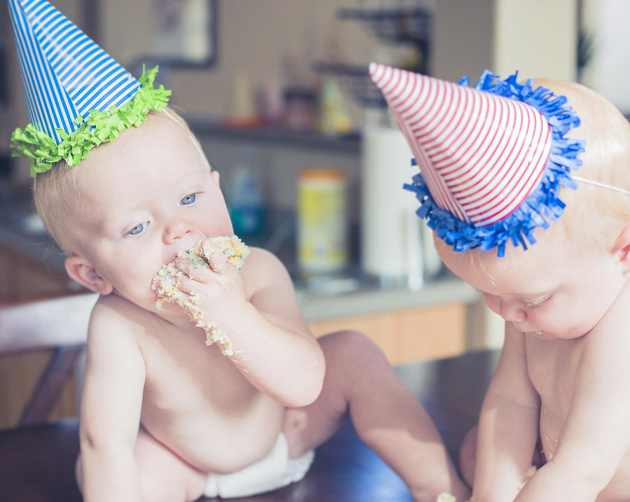 Identical Twins First Birthday Cake Photograph by Lpettet