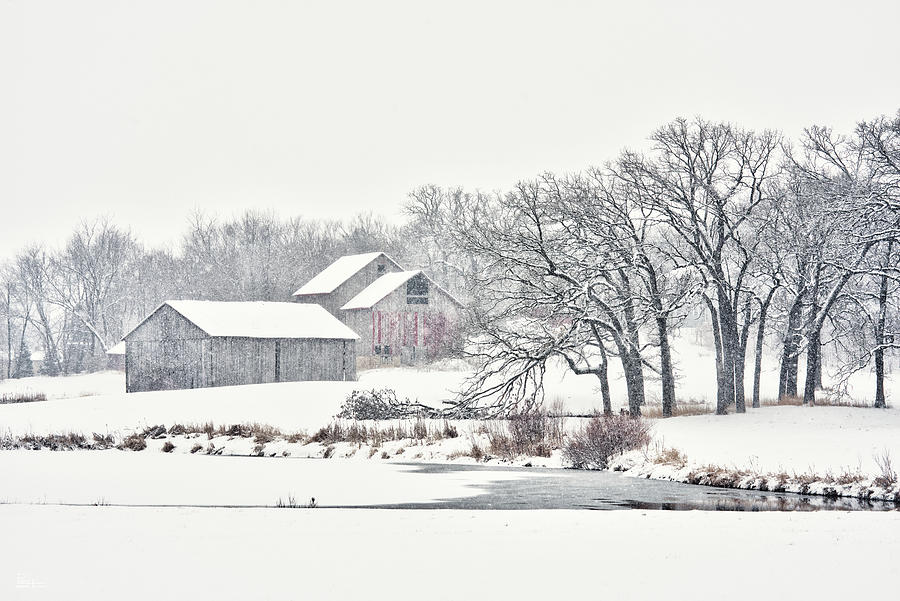 Idyllic Snowy Wisconsin Farmstead scene Photograph by Peter Herman