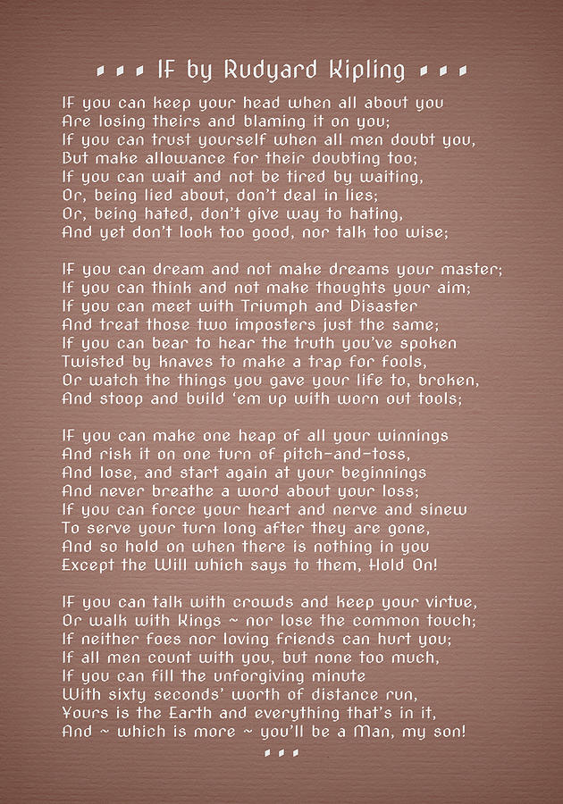 IF A Poem By Rudyard Kipling Digital Art by HH Photography of Florida ...