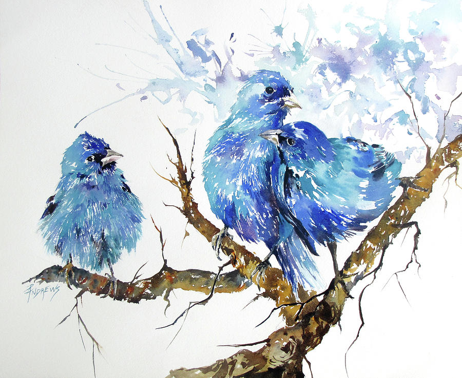 If Happy Little Bluebirds Fly Painting by Rae Andrews