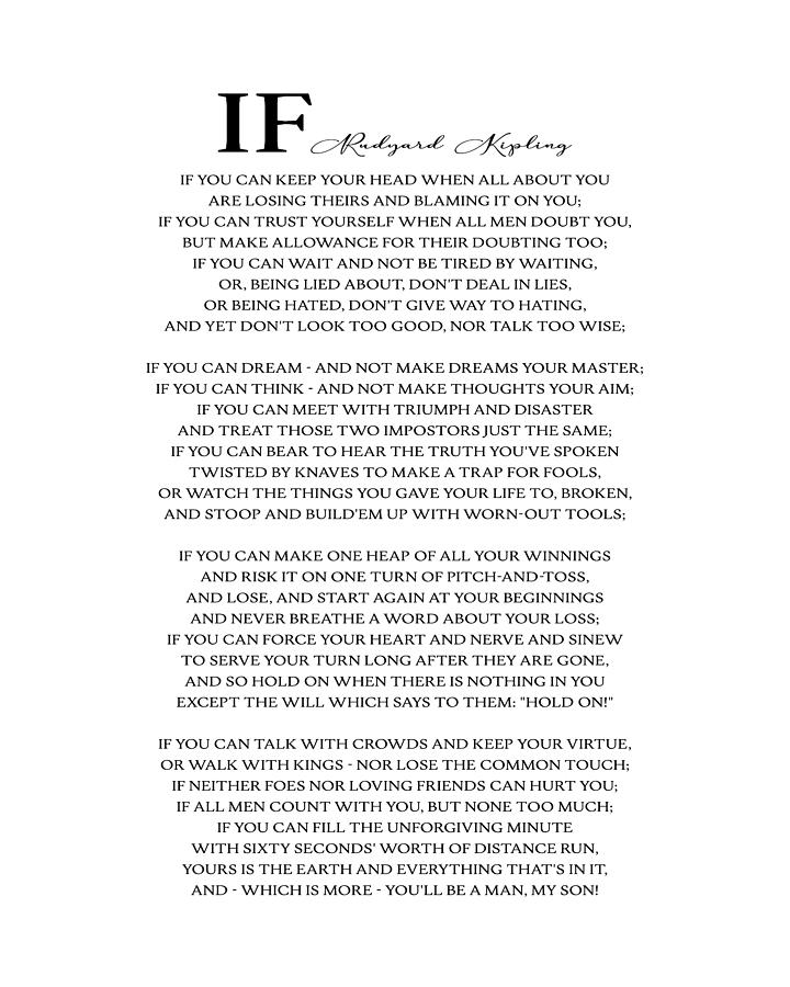 If Poem by Rudyard Kipling Digital Art by Eva Kondz - Fine Art America