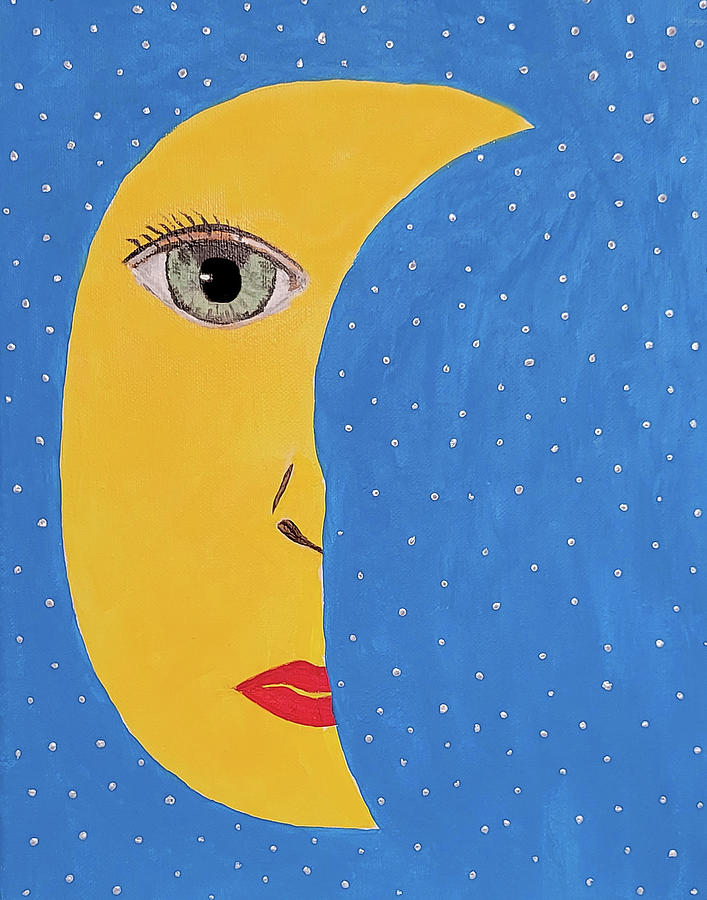 If the Man in the Moon were a Woman Painting by Deborah Boyd