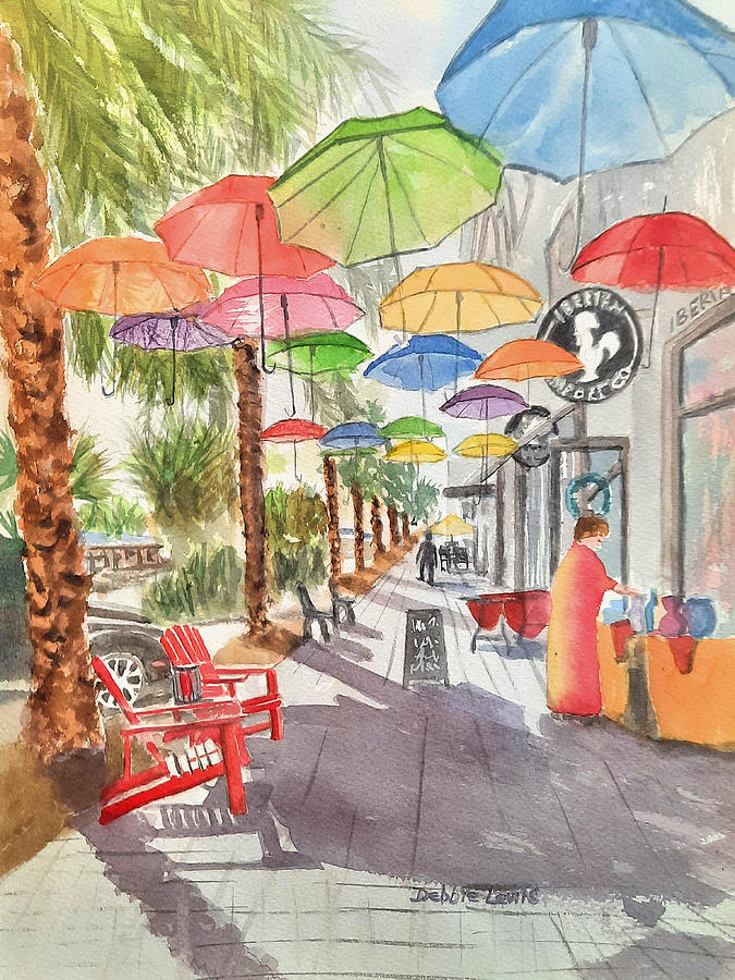 If Umbrellas Could talk Painting by Debbie Lewis