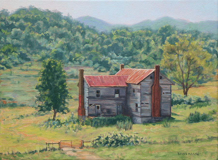 Mountain Painting - If Walls Could Talk - Abandoned Farmhouse by Bonnie Mason