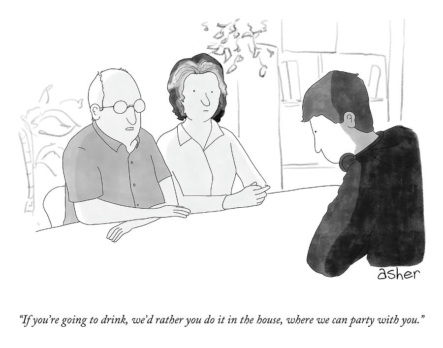 If You Are Going to Drink Drawing by Asher Perlman
