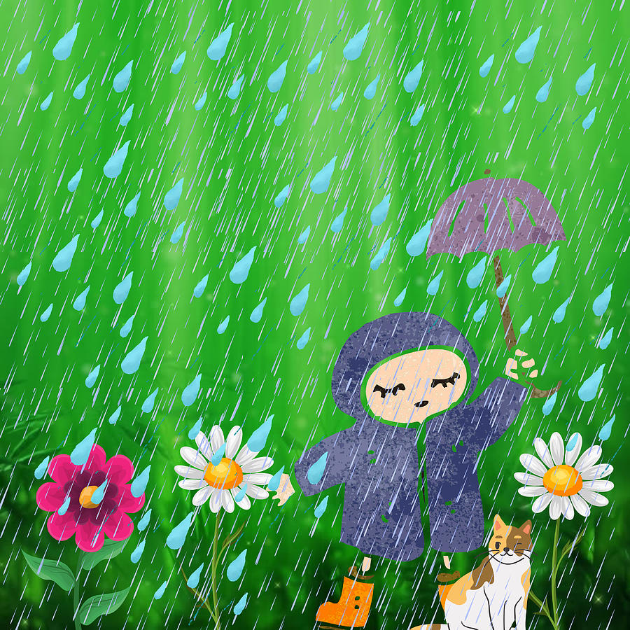 Iggy and Ziggy in the Rain Digital Art by Caterina Christakos