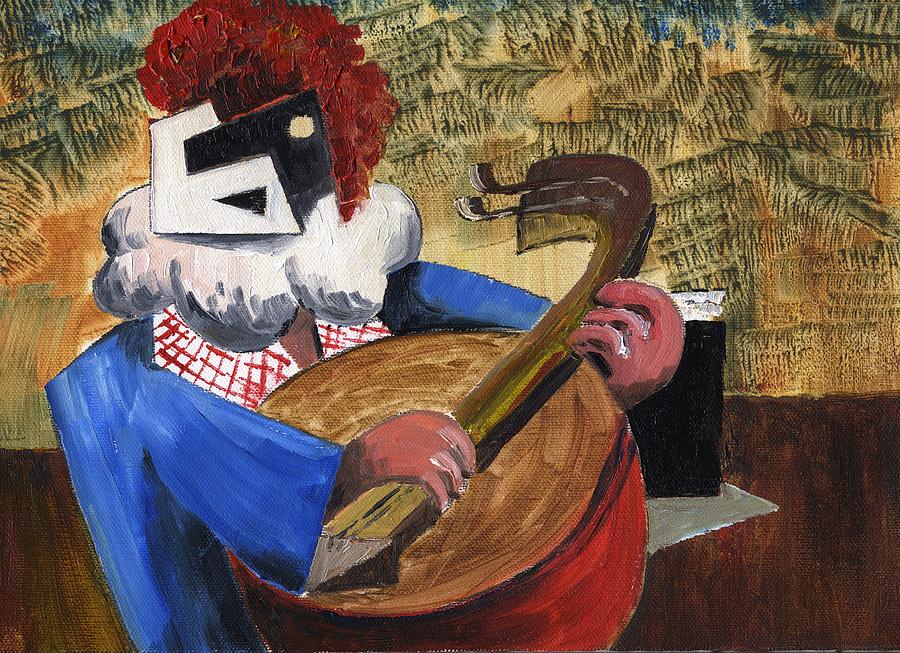 Iggy with his Banjo Painting by Val Byrne