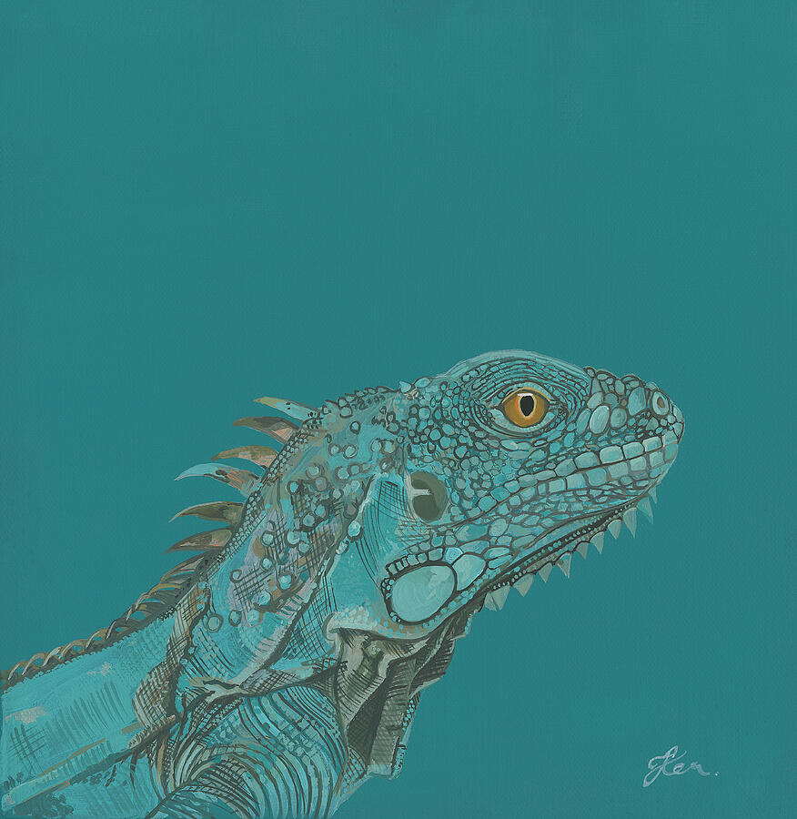 Wildlife Painting - Iguana by Tamara Eden