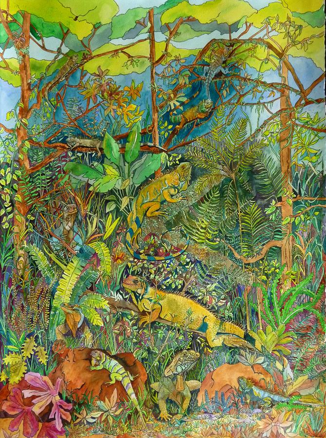 Iguani Painting by Karen Merry