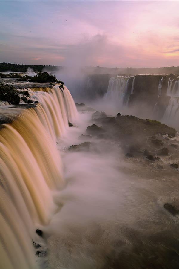 Waterfall Photograph - Iguazu Falls Brazil Sunrise Vertical by Mike Reid