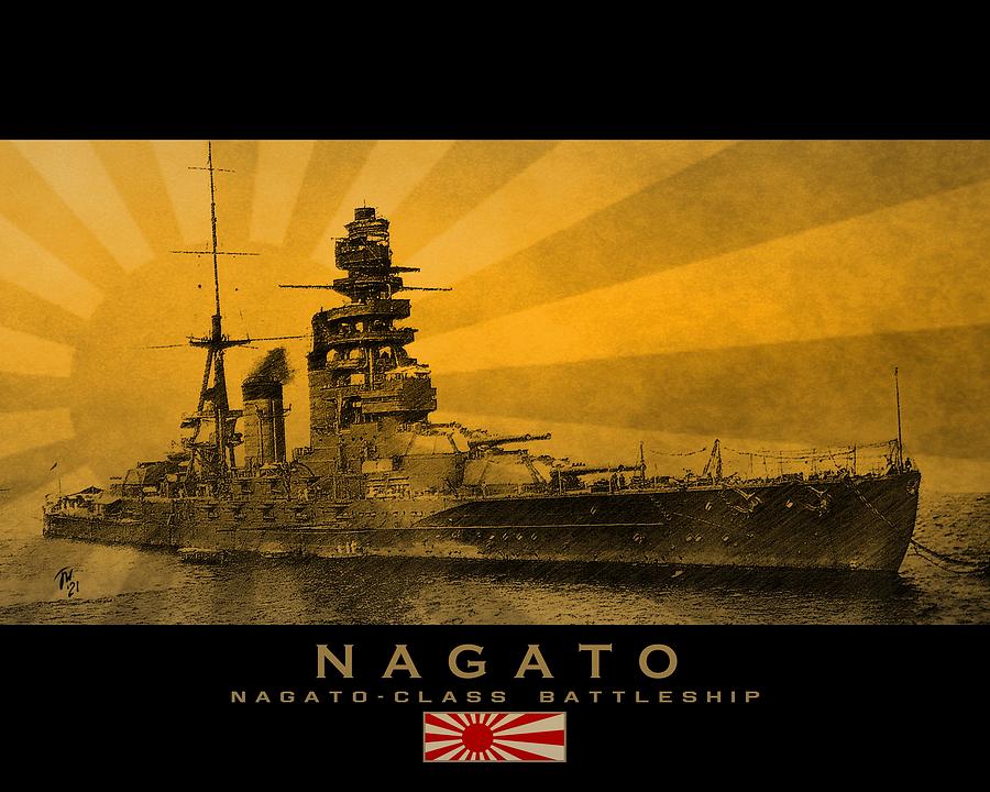 Ijn Mixed Media - IJN Battleship Nagato by John Wills