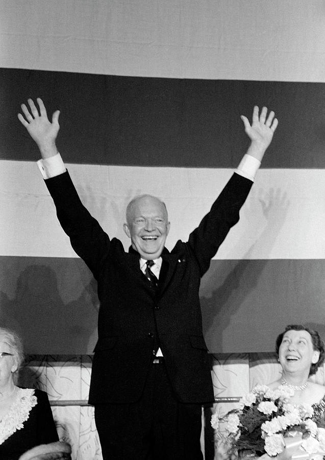 Ike Celebrating At Republican Election Night Party - 1956 Photograph by War Is Hell Store