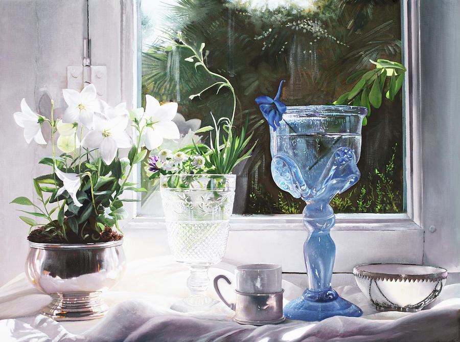Still Life Painting - Il Calice Blu by Guido Borelli