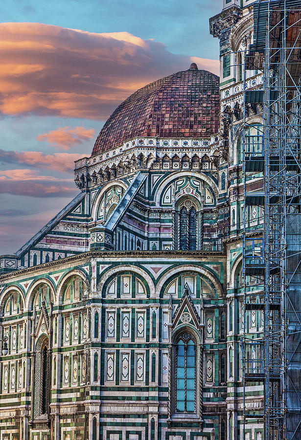 Il Duomo and Scaffold on Dusk Sky Photograph by Darryl Brooks
