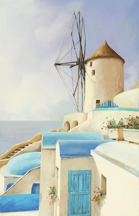 Windmill Painting - Il Mulino Oltre La Finestra by Guido Borelli