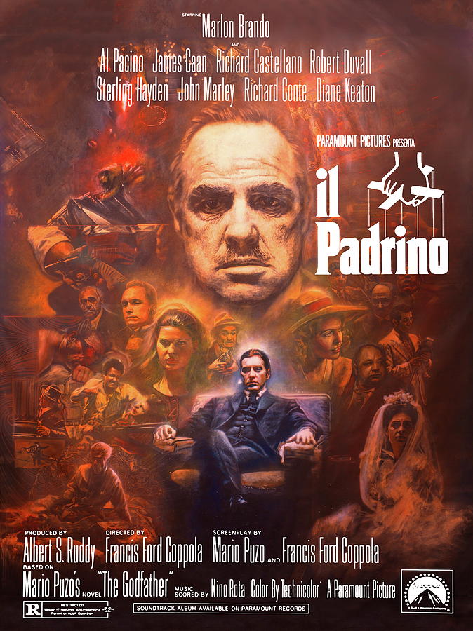 Il padrino Locandina The Godfather Marlon Brando, Al Pacino Italiano Edition Poster Painting by Michael Andrew Law Cheuk Yui