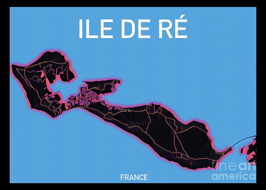 Ile de Re Map Digital Art by HELGE Art Gallery