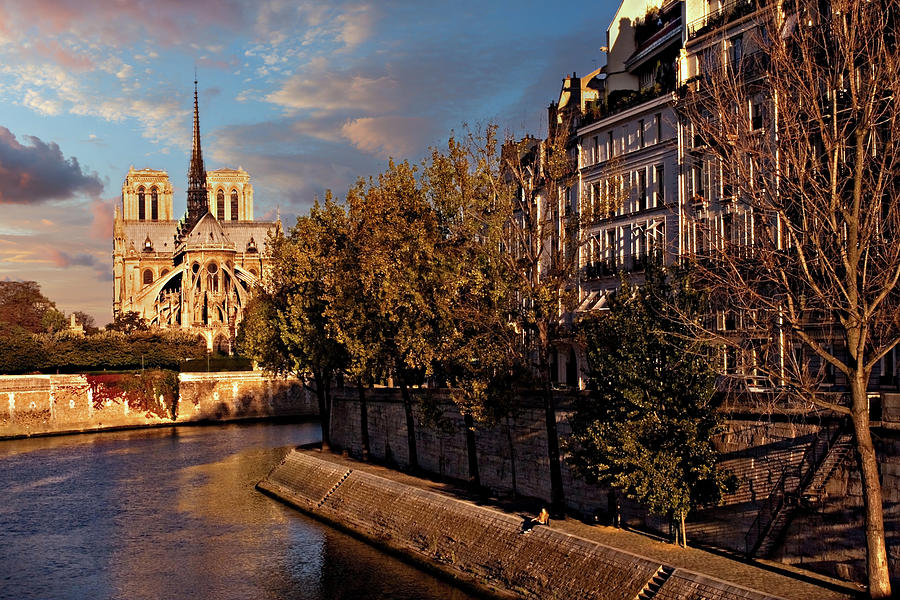 Notre Dame Photograph - Ile Saint Louis and Notre Dame Cathedral - Paris France by Barry O Carroll