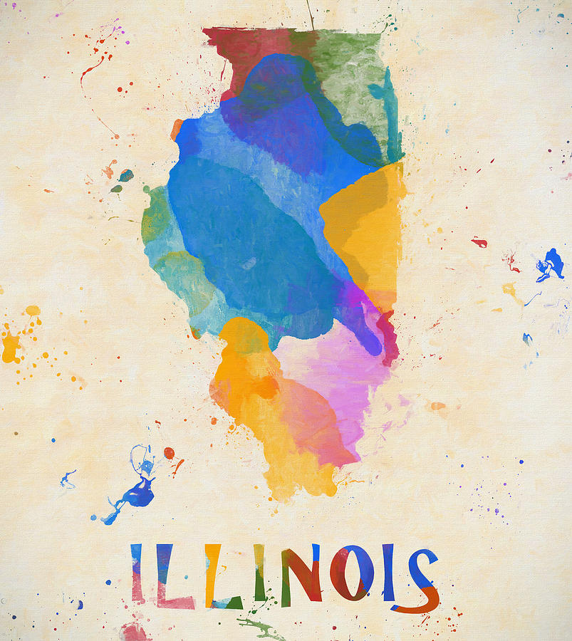 Illinois Color Splash Map Painting
