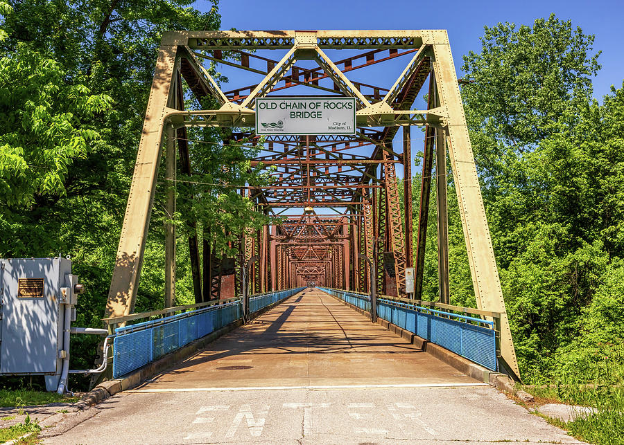 Illinois Entrance to the Old Chain of Rocks Bridge - Route 66 Photograph by Susan Rissi Tregoning