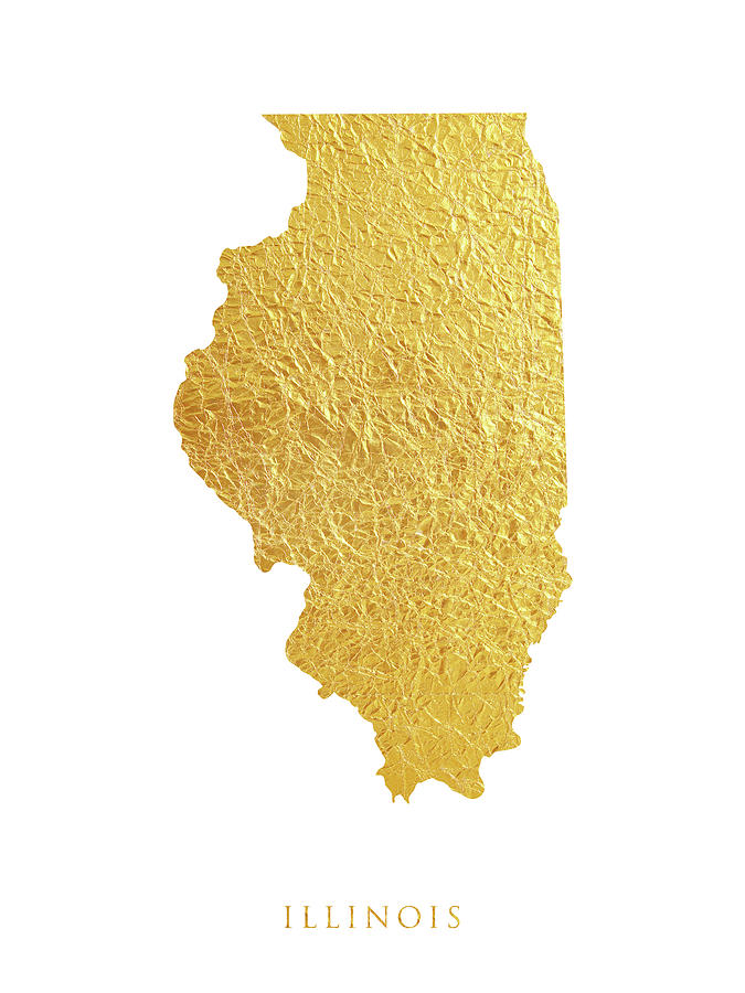 Illinois Map Digital Art - Illinois Gold Map #53 by Michael Tompsett