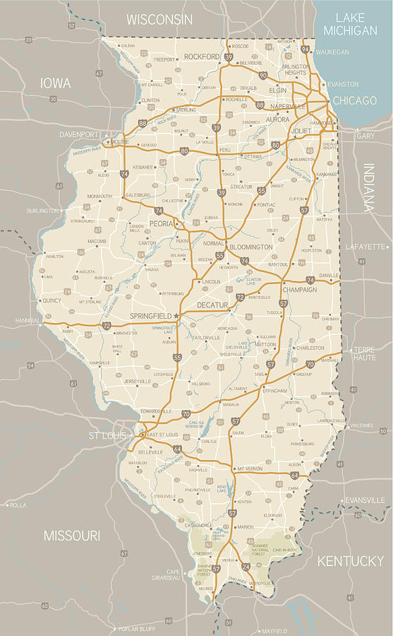 Illinois Map Drawing by Hey Darlin