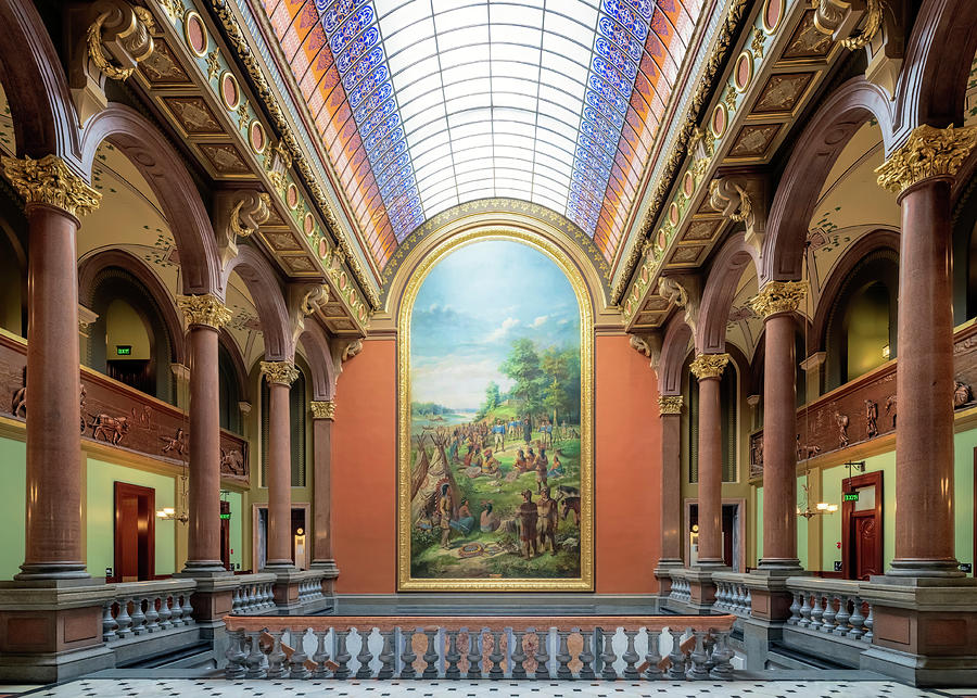 Illinois State Capitol - Grand Staircase Mural Photograph by Susan Rissi Tregoning