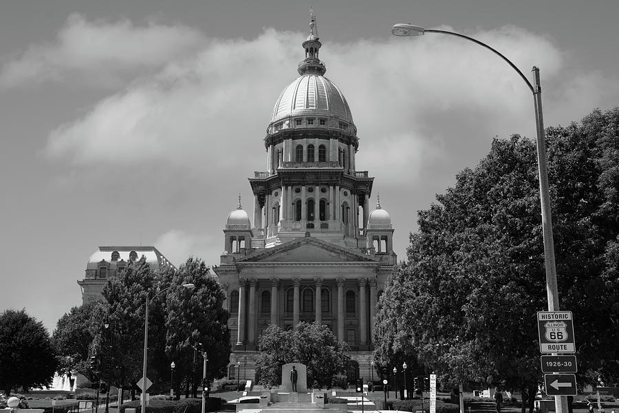 Illinois state capitol in Springfield, Illinois in black and white Photograph by Eldon McGraw