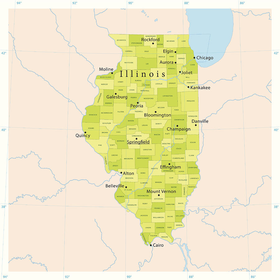 Illinois Vector Map Drawing by FrankRamspott
