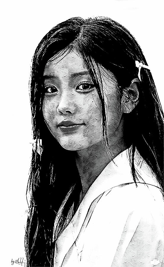 ILLIT, Tick-Tack, Wonhee BW Digital Art by Gradify Creations ILLIT, Tick-Tack, Wonhee BW Digital Art by Gradify Creations