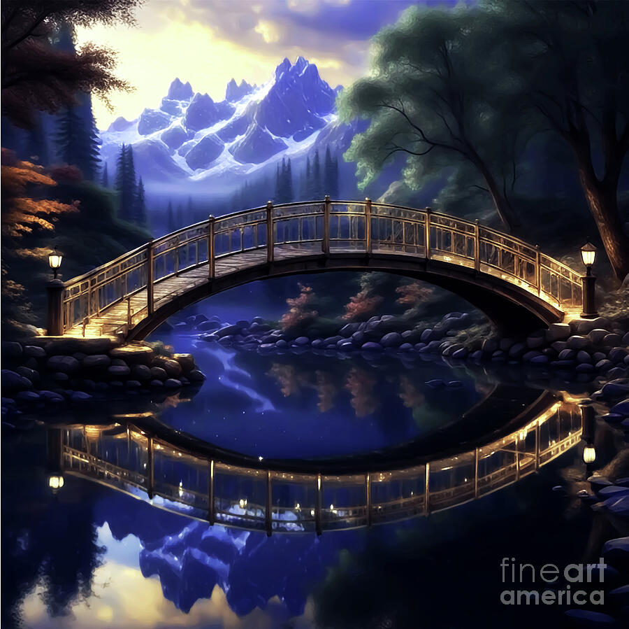 Illuminated Arch Bridge  Digital Art by Eddie Eastwood