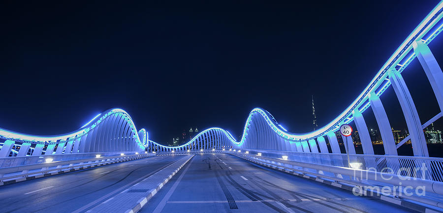 illuminated bridge in Dubai while night Photograph by Emanuel ...