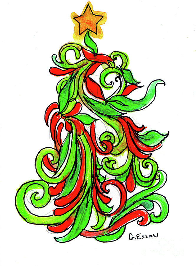 Illuminated Christmas Tree Painting by Genevieve Esson