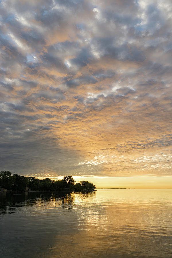 Illuminated Cloudscape - Glorious Sunrise at Rotary Peace Park Point on Lake Ontario in Toronto Photograph by Georgia Mizuleva