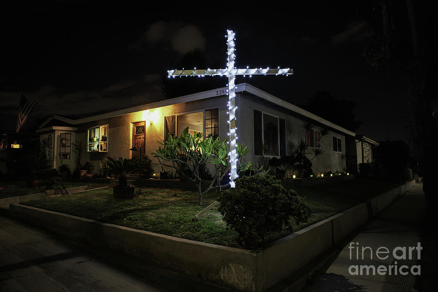 Illuminated Cross Photograph by Davy Cheng