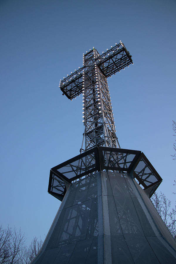 Illuminated cross on Mont Royal Photograph by Avenue Des Images