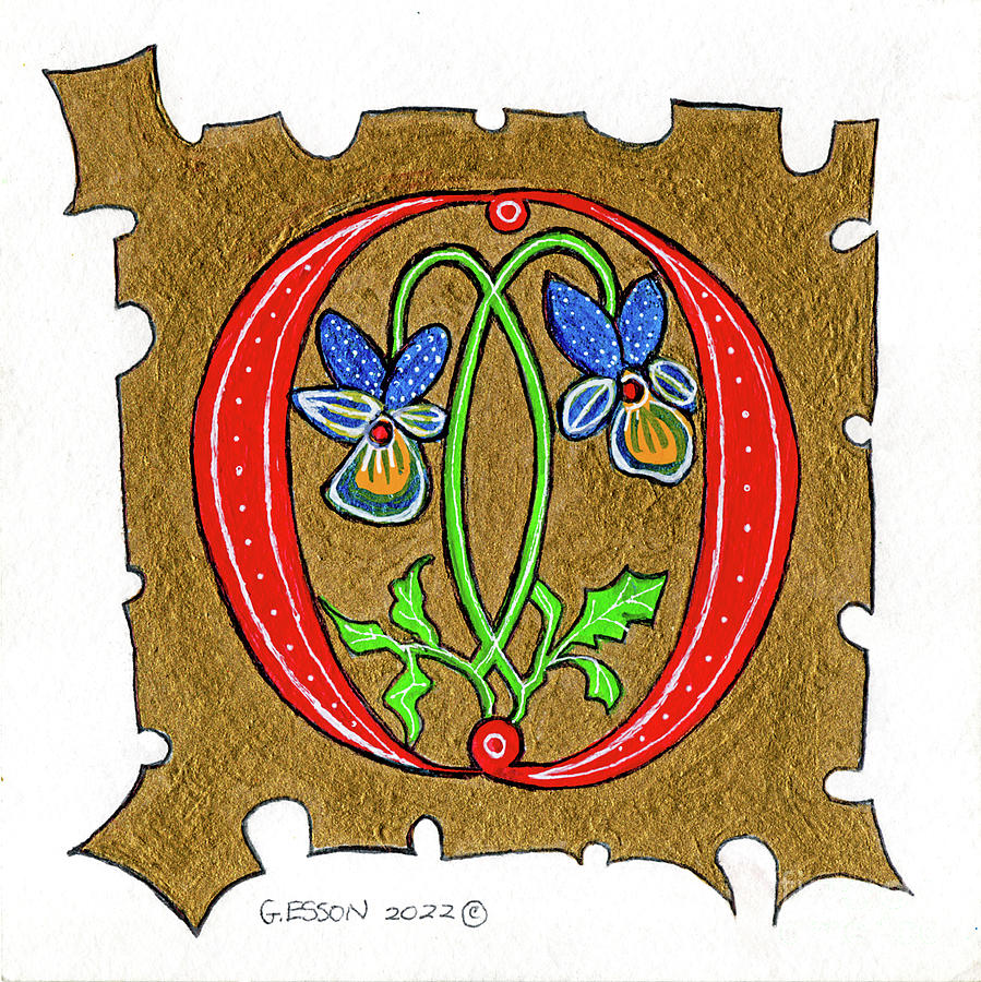 Illuminated Letter O Painting by Genevieve Esson