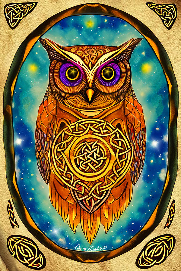 Illuminated Manuscript Owl Digital Art By Dianne Keast - Fine Art America