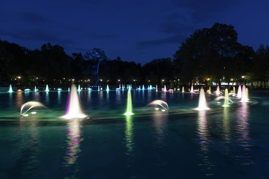 Illuminated Music - Plovdiv Singing Fountains Night Show Photograph by Georgia Mizuleva