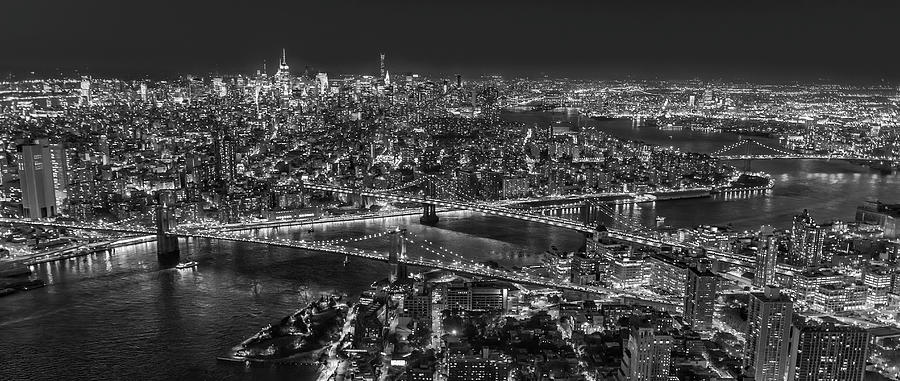 Illuminated NYC Twilight  BW Photograph by Susan Candelario