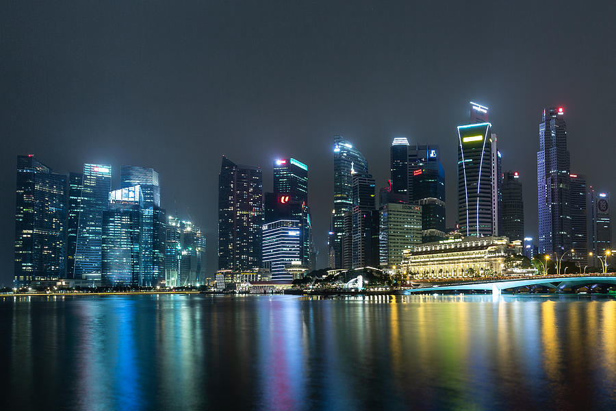 Illuminated Singapore City Skyline at Night Photograph by Shawn Eastman ...