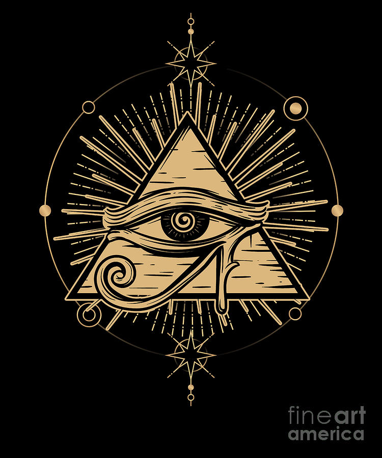 Illuminati Symbol Masonic Triangle Conspiracy Planets Gift Digital Art ...